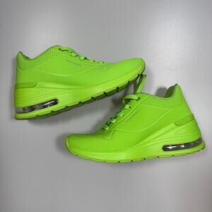 Skechers Lime Green Air Cushion Sneakers Women 7 Neon Sporty Walking Shoe